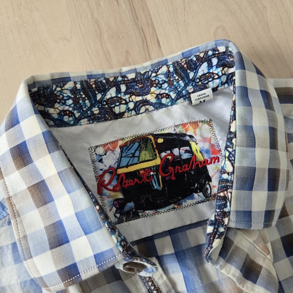 Robert Graham Blue and Brown Plaid Button-Down Shirt